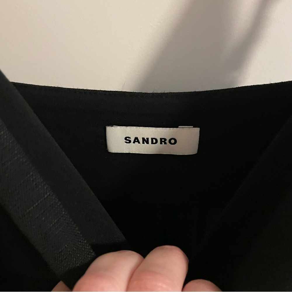 SANDRO Gisele Ruffle Mini Dress Black Size 6 European 38 - Picture 6 of 13